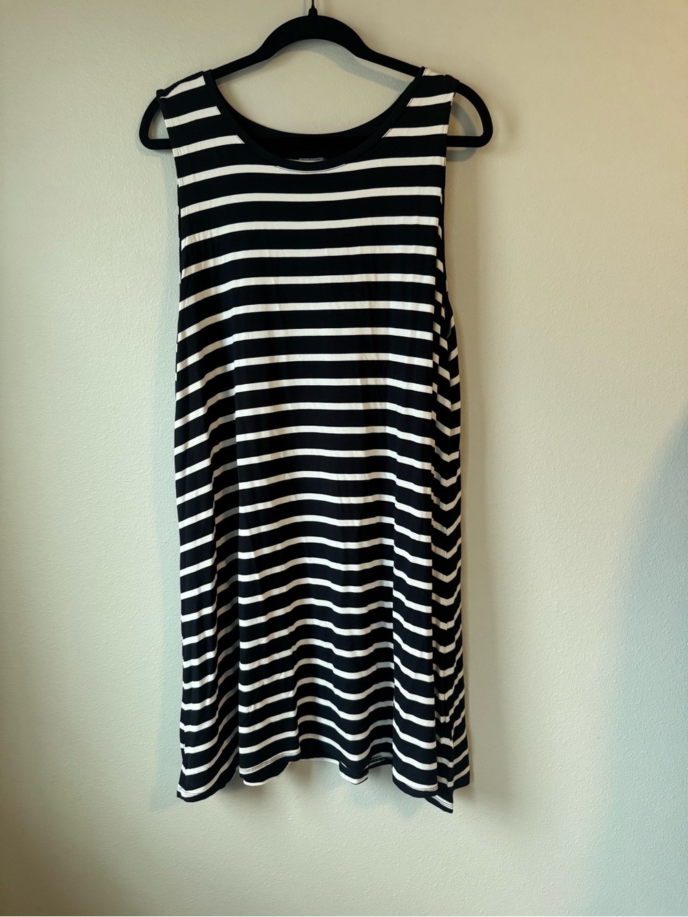 Classic Black & White Striped Sleeveless Dress